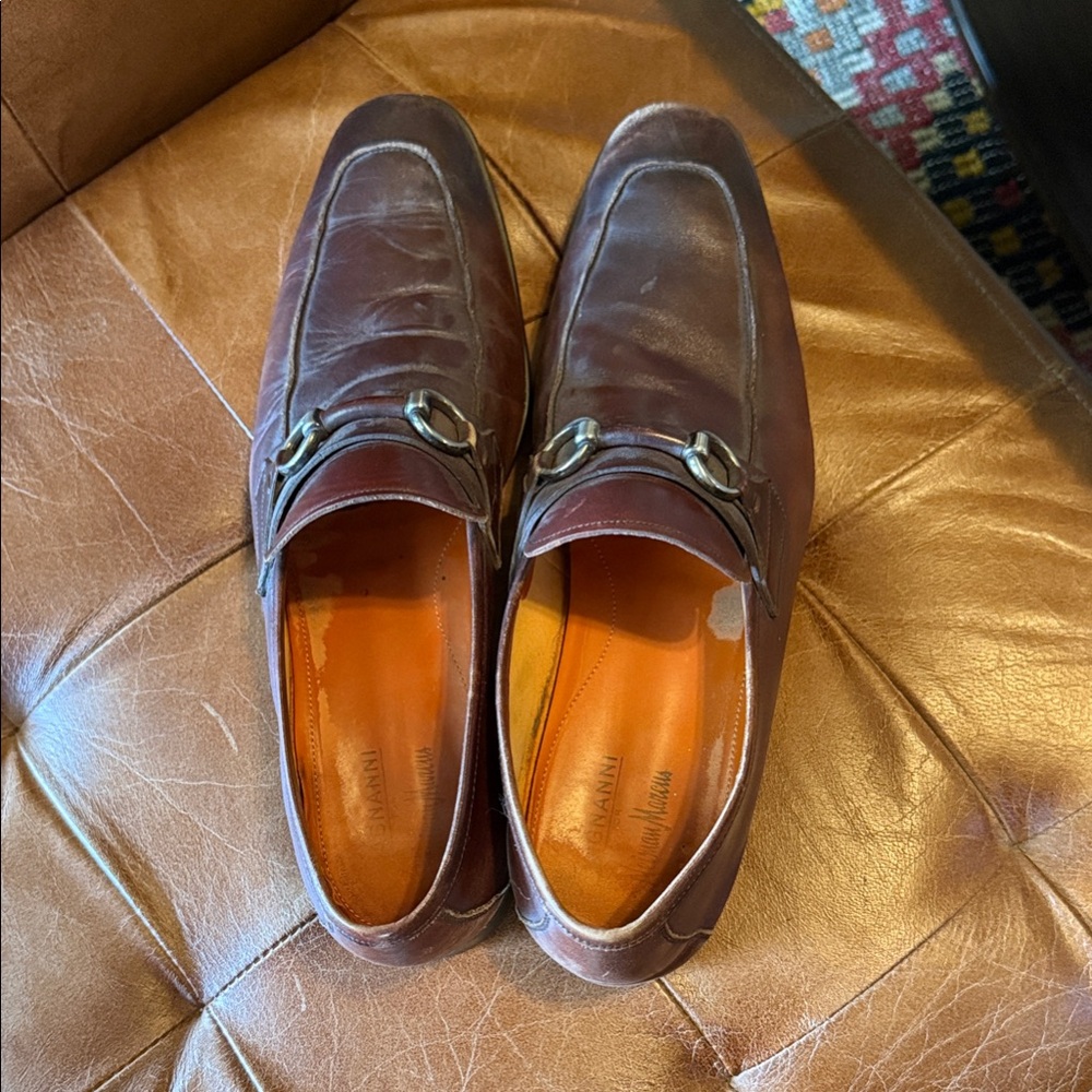 Magnanni Burgundy Leather Horsebit Slip-On Loafers